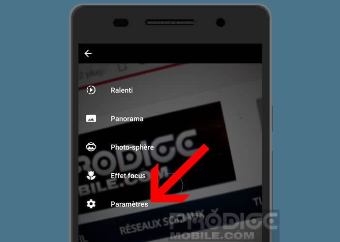 Modifier les paramètres de l’application caméra de votre mobile