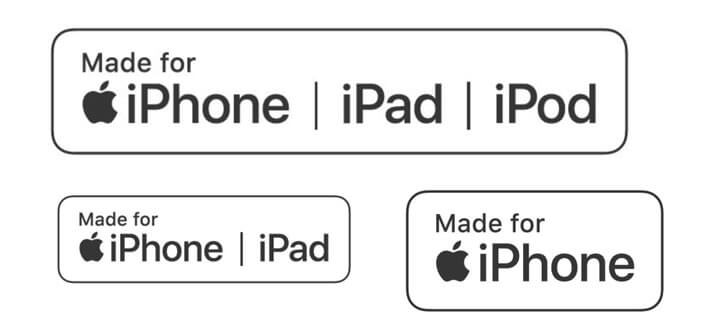 Logo du programme de certification Apple présent sur les emballages des accessoires