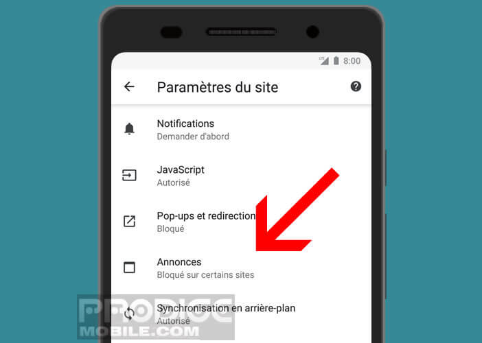 Modifier les paramètres des sites internet sur le navigateur de Google