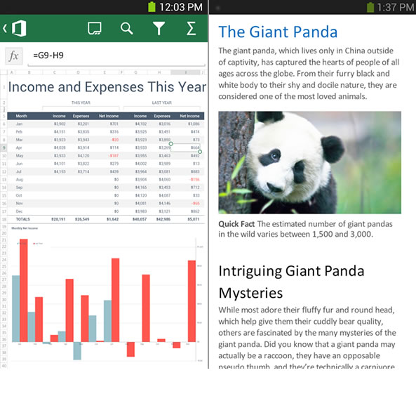 Appli Microsoft Office Mobile pour Android