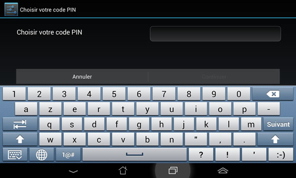 Saisir code Pin Android
