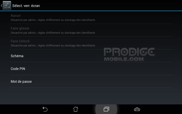Sécurité Code PIN Android