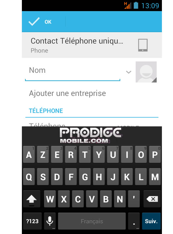 Créer un contact répertoire Android