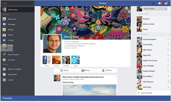 Facebook application pour Windows