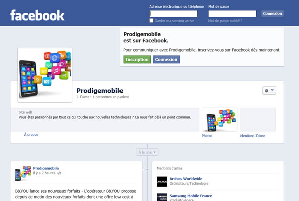 Page Facebook en panne