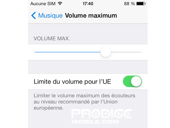 Bloquer le volume maximum sur un iPhone