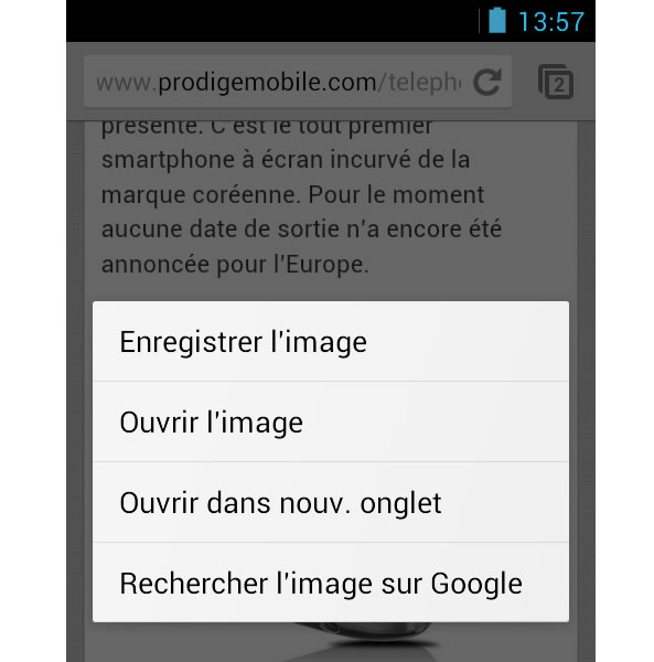 Récupérer image d'un site web sur mobile Android