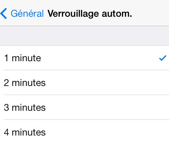 Verrouillage automatique iPhone