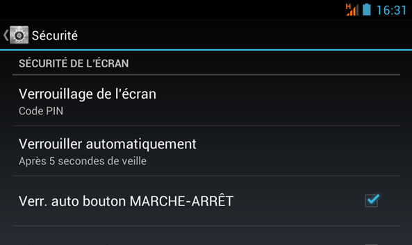 Verrouillage Face Unlock