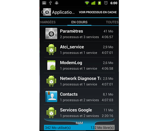 Arrêter applications Android 2.3