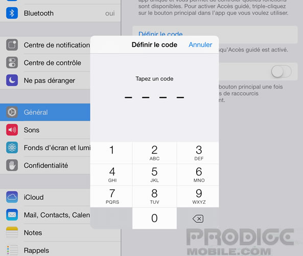 Bloquer application iPhone par code