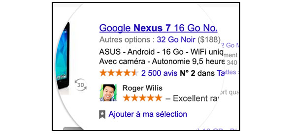 Profil dans pub Google