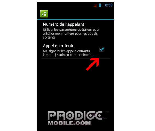 Signal d'appel entrant sur un téléphone Android