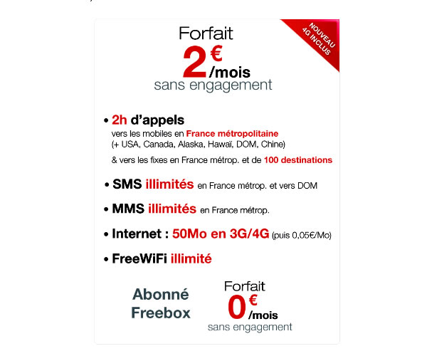 Free inclut la 4G à son forfait 2 euros