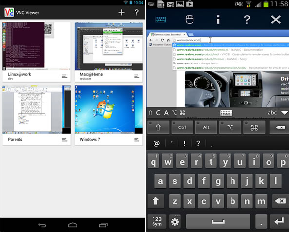 Application VNC Viewer pour Android et iOs