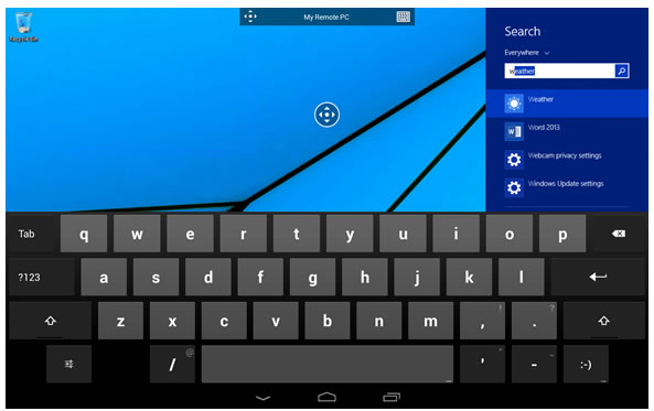 Le bureau Windows sur l'écran de son smartphone Android