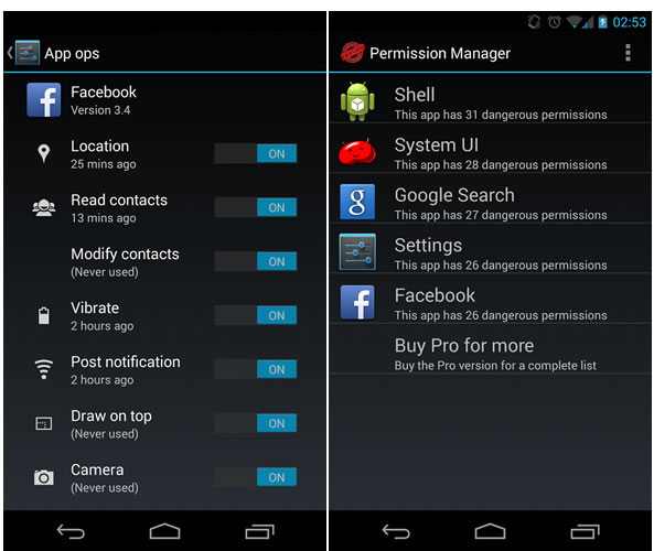 Permission Manager pour smartphone Android