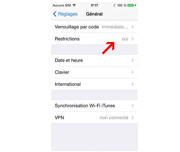 Activer les restrictions sur un iPhone