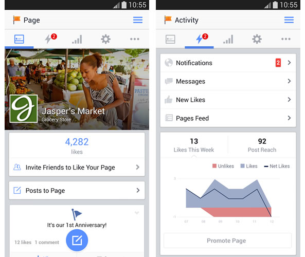 Gestionnaire des Pages Facebook  - Nouveau design