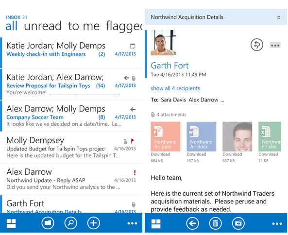 Outlook Web App pour les smartphones Android