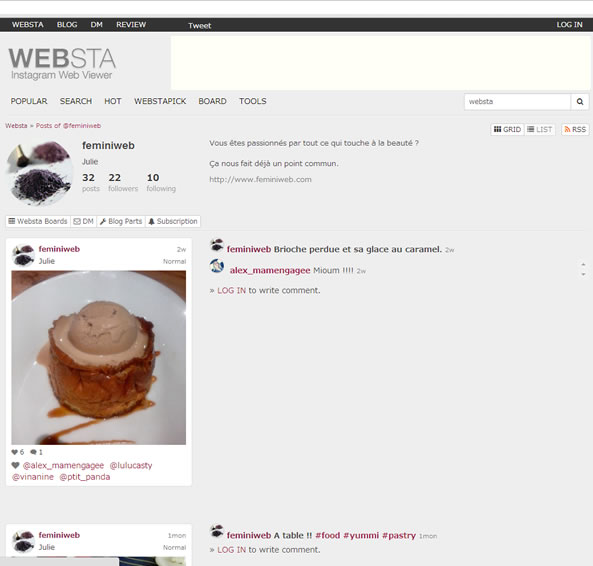 Websta outil pour Instagram