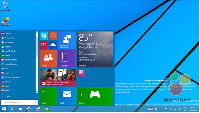 Le menu Démarrer réintègre Windows 9