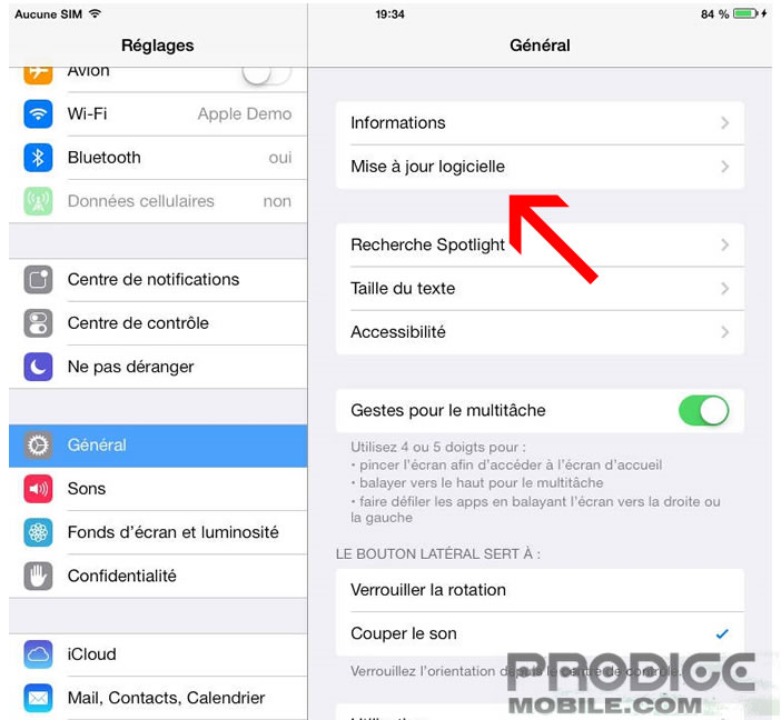 iOS 8: mise à jour logicielle via Wi-Fi