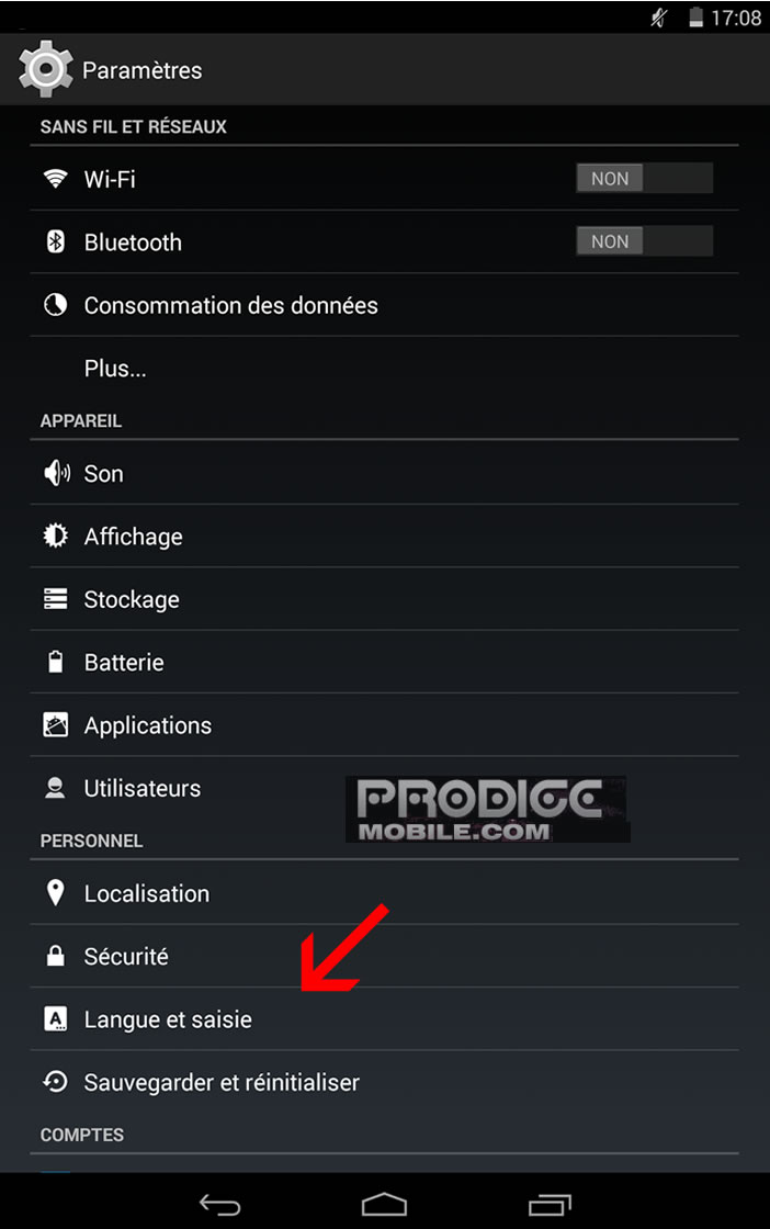 Modifier vitesse du pointeur sur une tablette Android