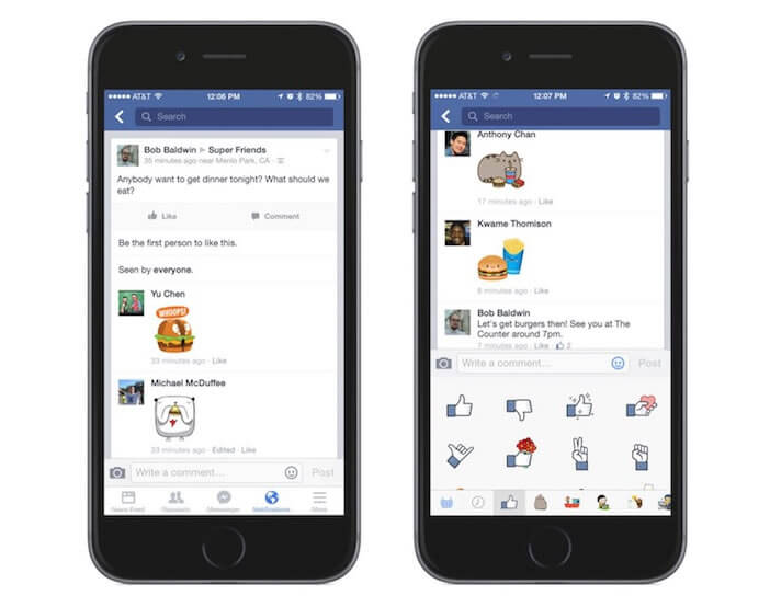 Autocollants dans l'application Facebook