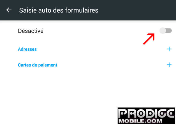 Activer saisie auto formulaire