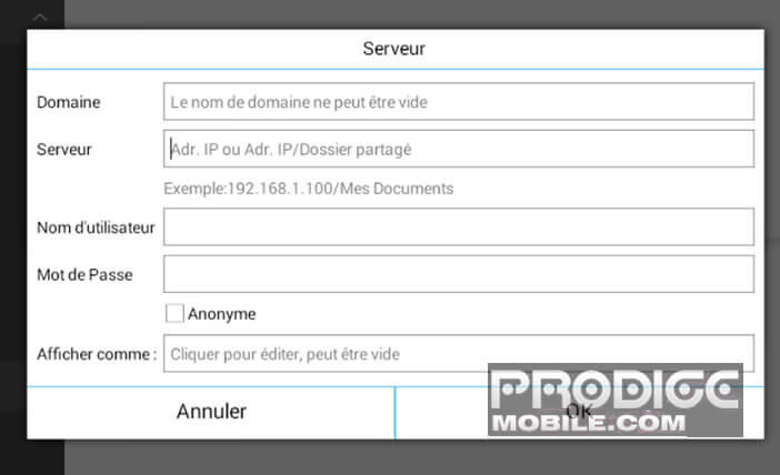 Accès au contenu d'un réseau local sur Android