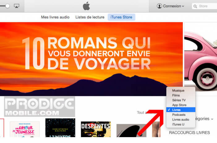 Rubrique Livres dans iTunes