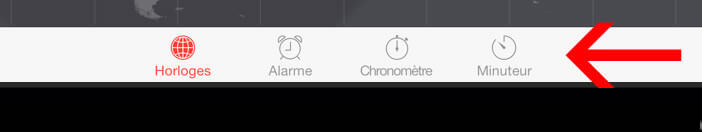 Onglet minuteur sur iPhone