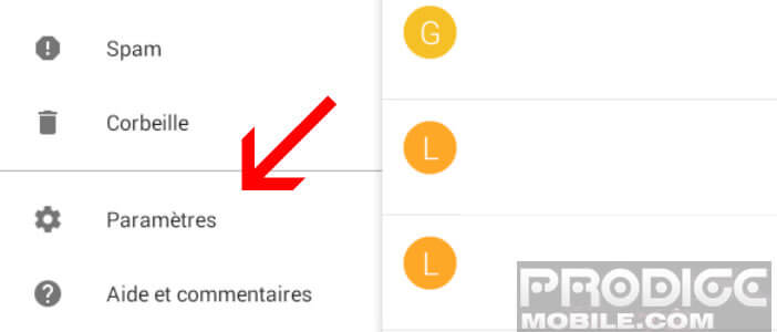 Les paramètres de Gmail