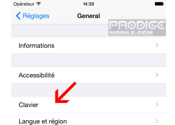 Modifier les options du clavier