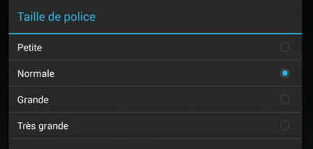 Modifier taille police sur Android