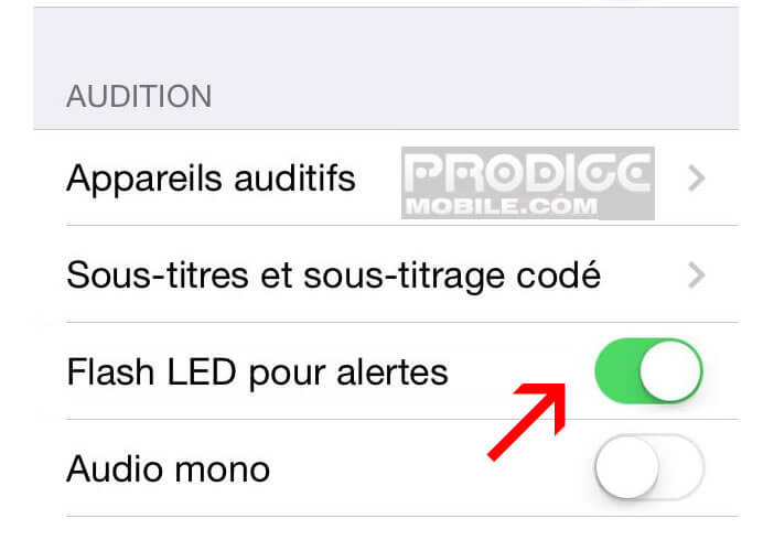 Activer flash led pour les notifications