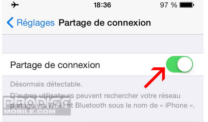 Activer partage de connexion sur iPhone