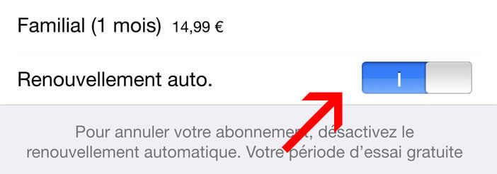 Apple Music - Renouvellement auto