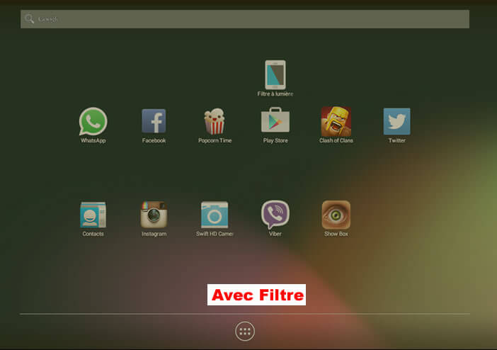 Ecran Android avec le Filtre bleu activé