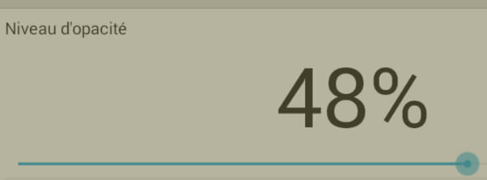 Niveau d'opacité du filtre Android
