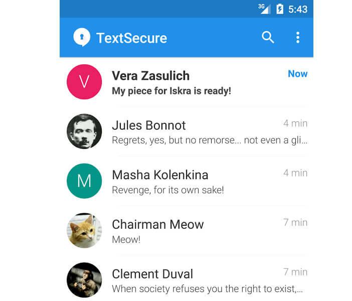 TextSecure, messagerie instantanée sous Android