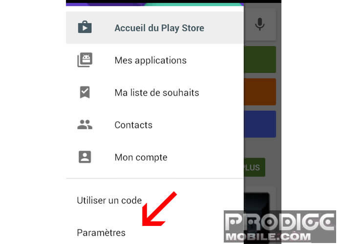 Modifier les paramètres du Google Play Store