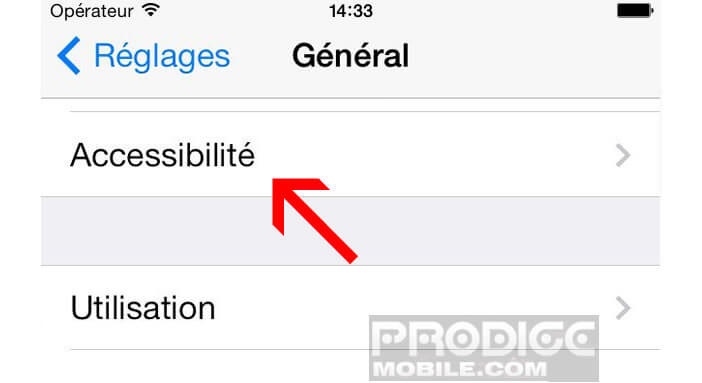 Options d'accessibilité de l'iPhone