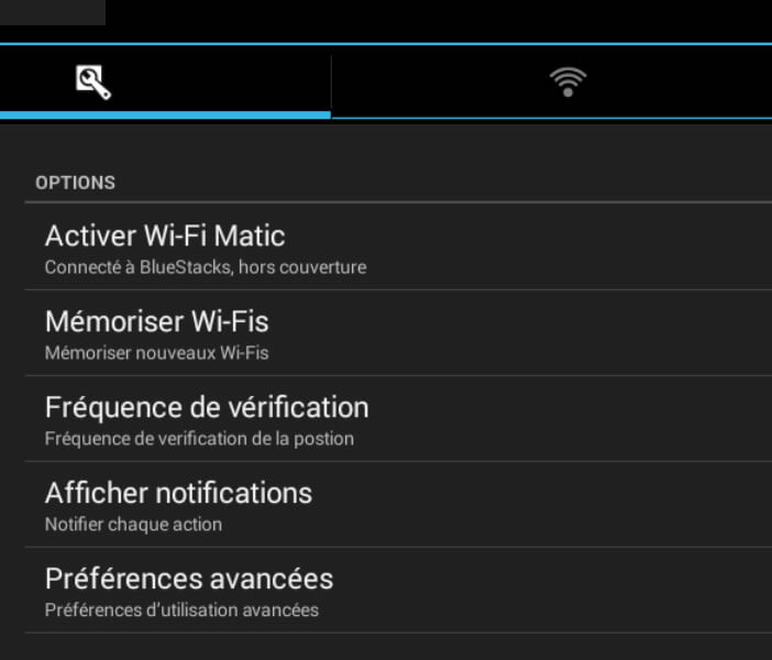 Wi-Fi Matic: options avancées