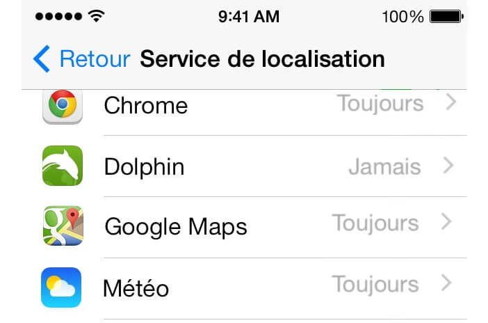 Service de localisation pour les applications iPhone