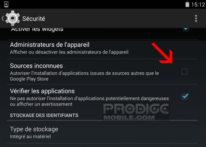 Activer option sources inconnues