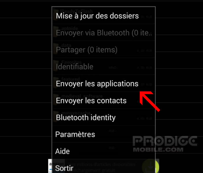 Envoyer les applications