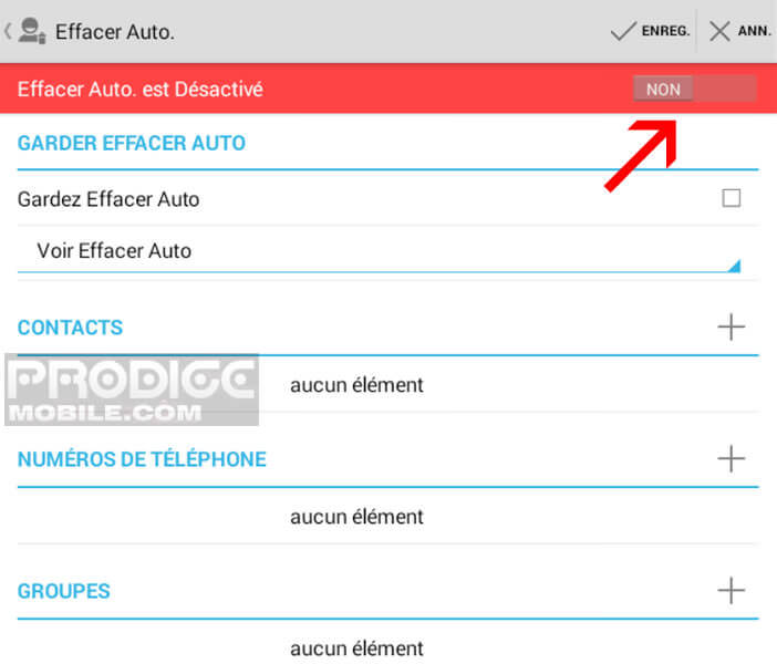 Activer la fonction effacer auto dans Call Log Monitor