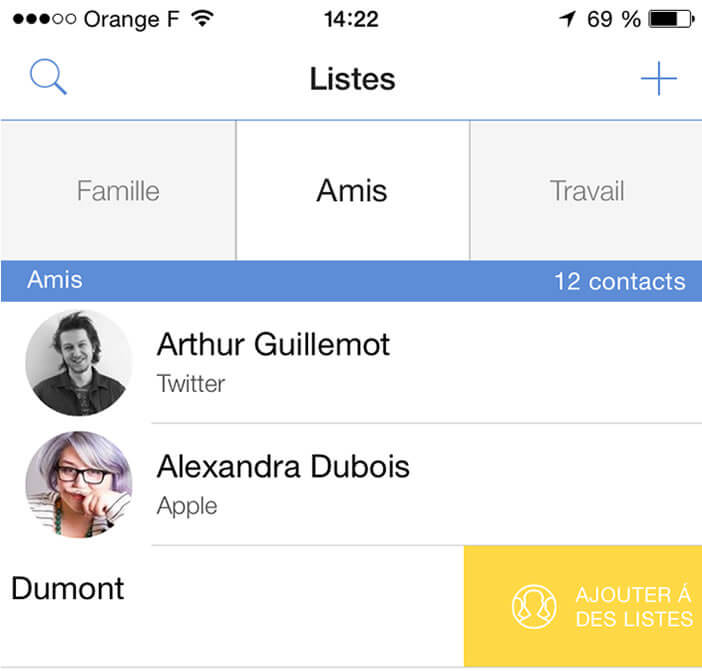 Ajouter un contact à une liste Connect